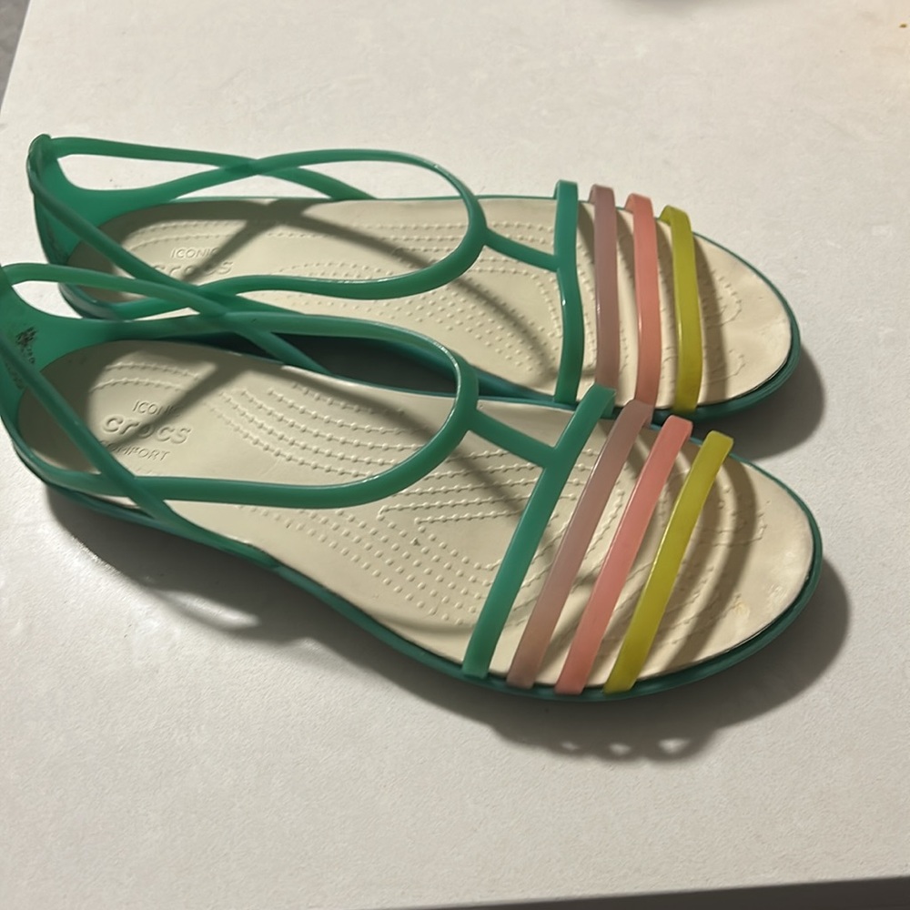 Crocs Isabella Flat Sandal Shoes Women’s Island Green size 9 Kelly sandals - Picture 3 of 13